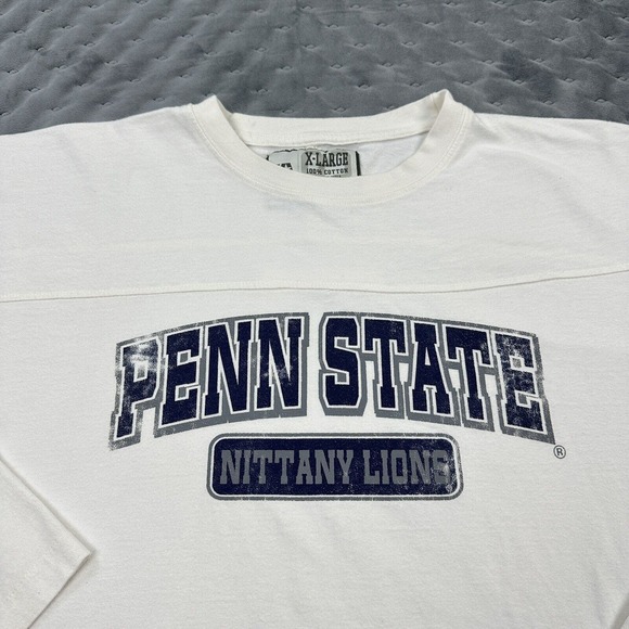 VINTAGE Penn State Shirt Mens XL White Long Sleeve NCAA Football Spellout 90s - Picture 3 of 15
